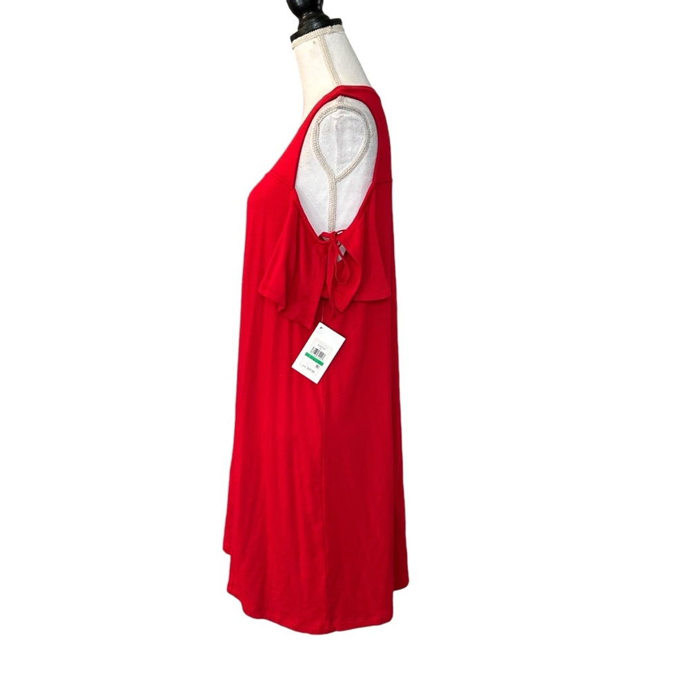 Kensie Cold Shoulder Tie Sleeve Shift Dress Women’s Sz Large Red Valentines New — image 3 of 7
